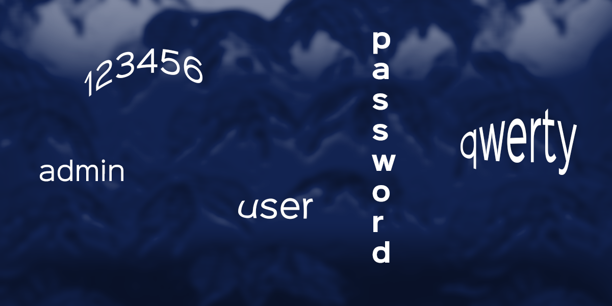 Bad passwords text with a blue cloudy background